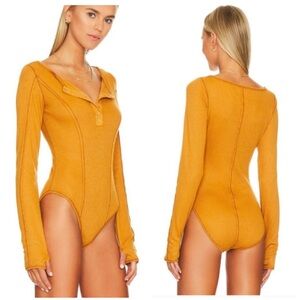 NWT Free People Intimately Sloan Long Sleeve Bodysuit Amber XS